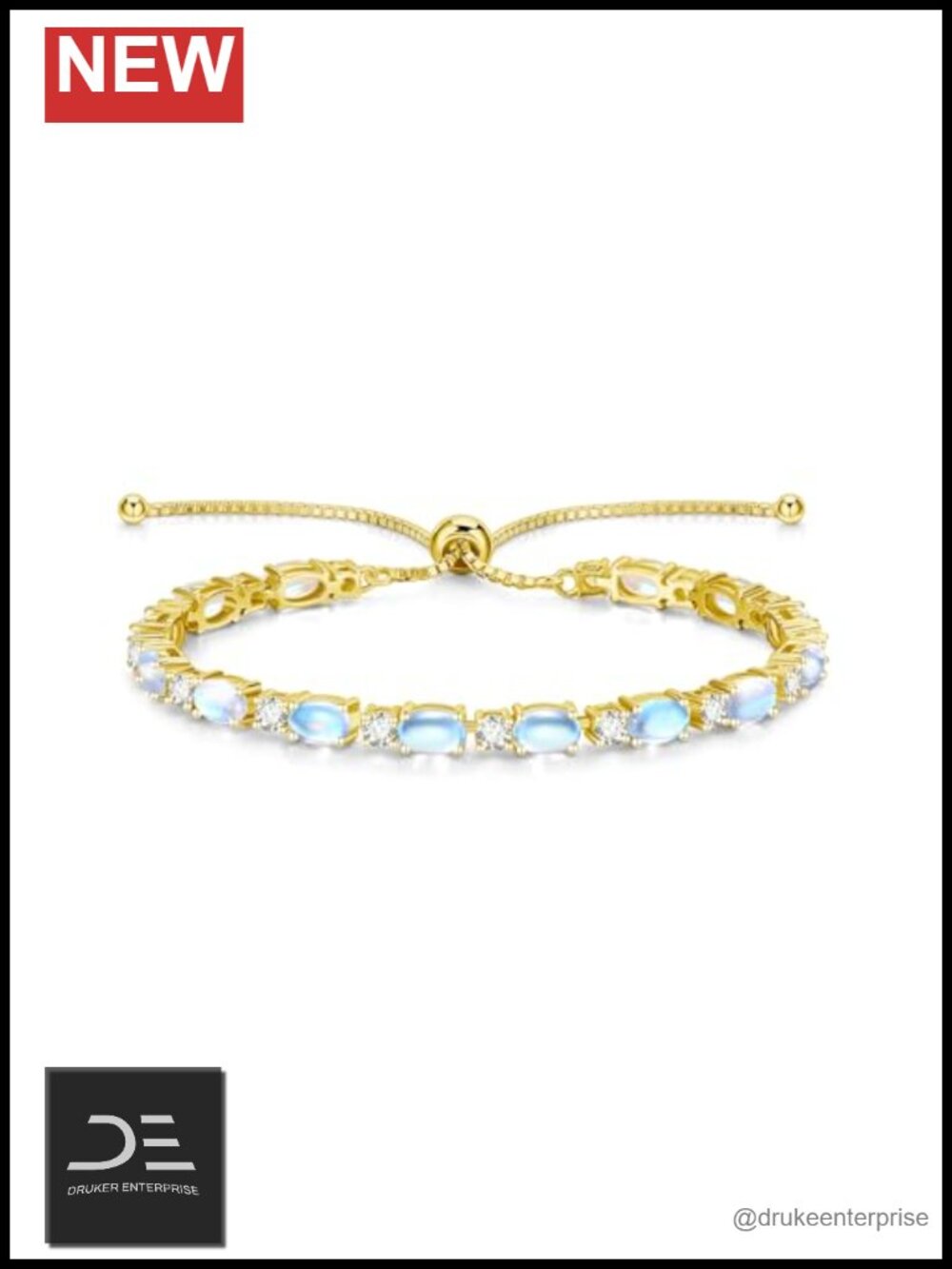 14K Gold Plated Sterling Silver Adjustable Tennis Bangle Bracelet Women